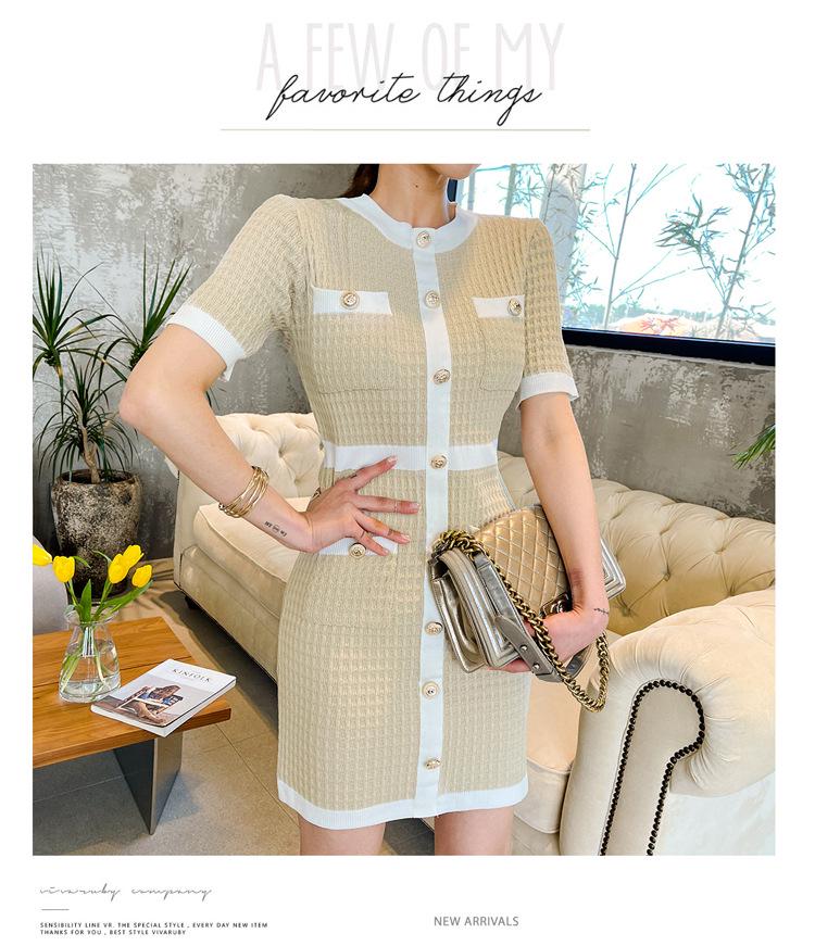 Летнее женское облегающее трикотажное платье с короткими рукавами и пэчворком, 2021