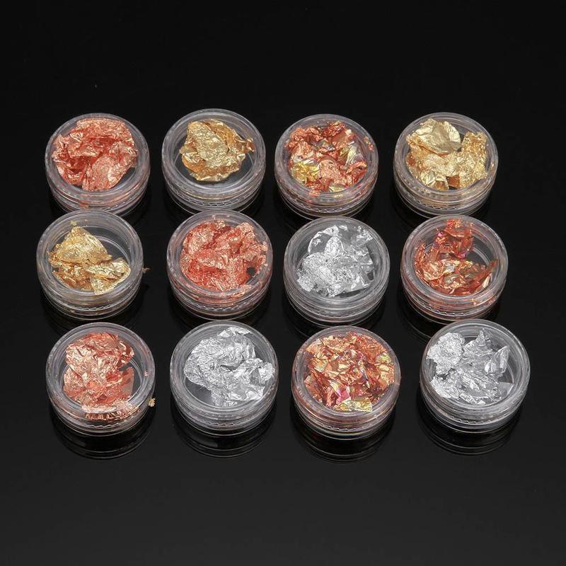 12pcs Nail Art Paillette Flake Chip Foil Acrylic UV Gel Paper Decor