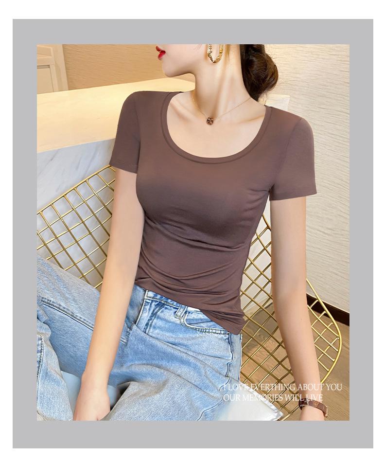 Женская летняя модальная приталенная футболка большого размера с коротким рукавом черного цвета