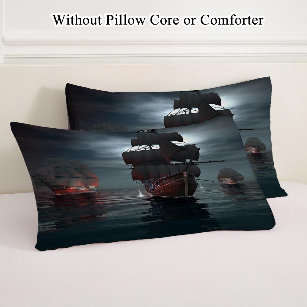 Sailboat Bedding Set Soft Polyester Duvet Cover Set Quilt Cover With Pillowcase For Bedroom Decor Birthday Gift Halloween Gifts