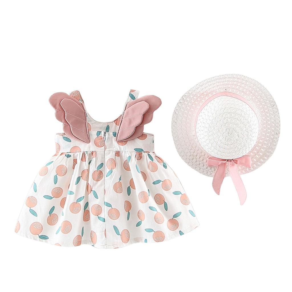 Летний комплект для девочек без рукавов с милым принтом принцессы в платье и шляпе