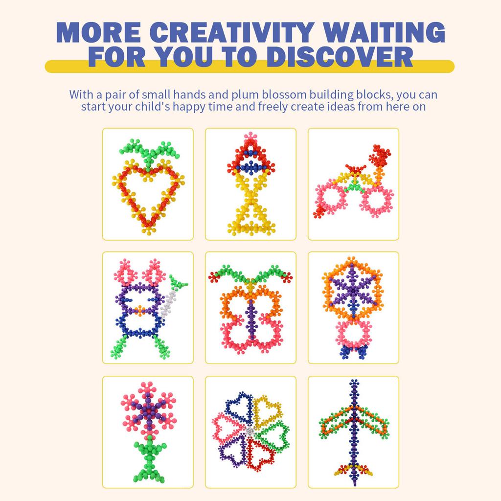 300/600pcs Of Plum Blossom Building Blocks 3d Rotating Snowflake Slices Splicing Diy Toy Best Birthday Christmas Gifts For Kids