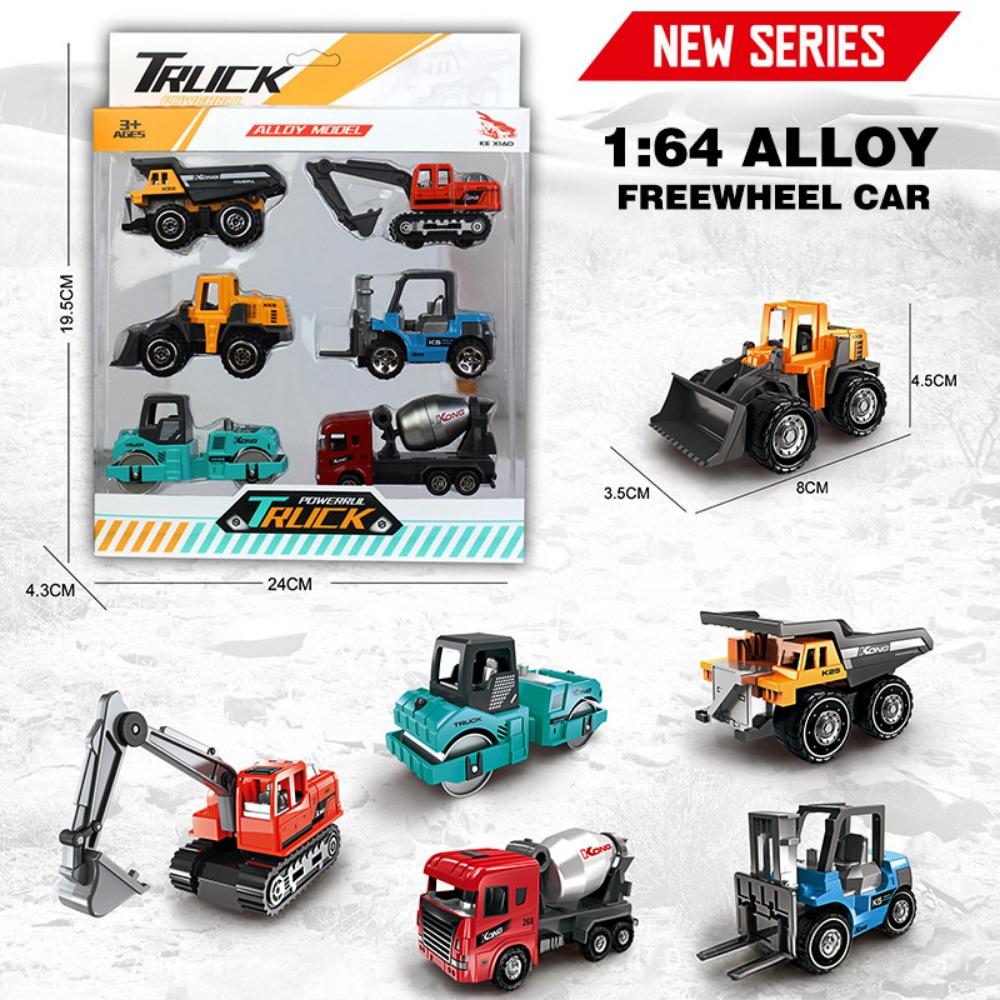6pcs/set Mini Vehicle Excavator Tractor Toy 2 Styles Classic Construction Car Model
