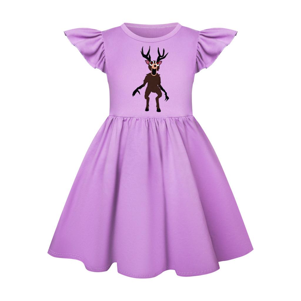 Kids Girls 99 Nights In the Forest Printed Ruffle Short Sleeves Casual Dress