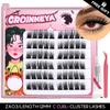 GROINNEYA DIY Eyelash Extension Kit Individual Lashes Cluster Mix Lash Clusters with Lash Bond and Seal and Lash Accessories