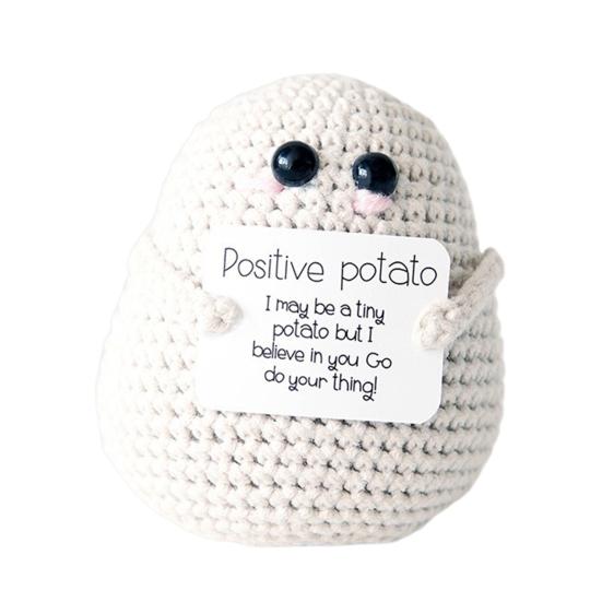 Позитивная кукла-картошка ручной работы с вдохновляющей открыткой, милая вязаная фигурка для эмоциональной поддержки в комнате, декор
