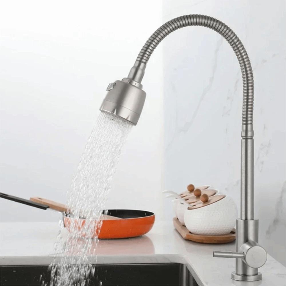Rotatable Kitchen Faucet Adjustable Mode Universal Single Cold Water Faucet Deck Mounted Stainless Steel Kitchen Water Tap