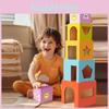 Wooden Educational Stacking Blocks Set For Toddlers With Geometric Shapes And Cognitive Play