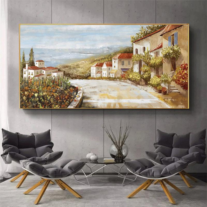 Абстрактный средиземноморский морской сад пейзаж плакат и принты холст картина современная настенная картина для гостиной домашний декор