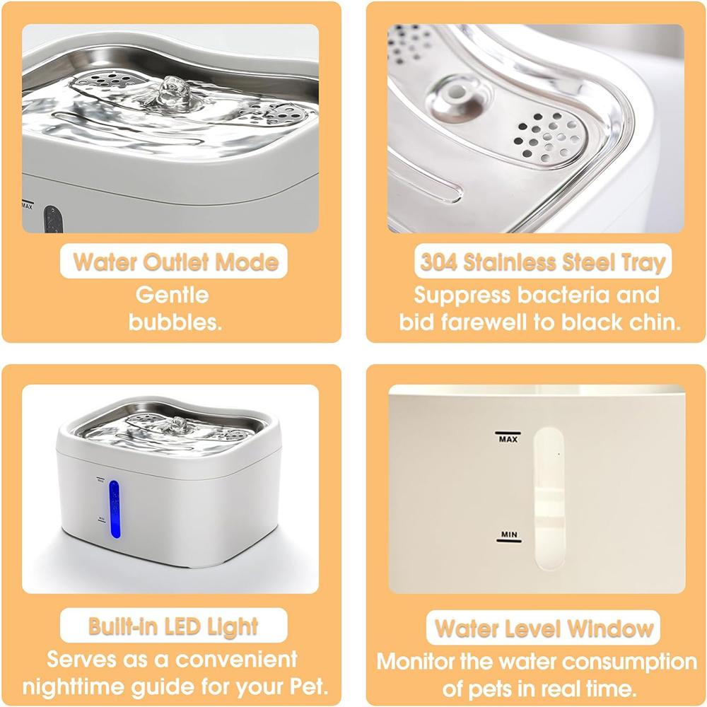 2.5 л Контроллер приложения 5 В USB Автоматический фонтан для воды для кошек и собак Тихий диспенсер для воды для собак Прозрачный фильтр Умная миска для питья для домашних животных