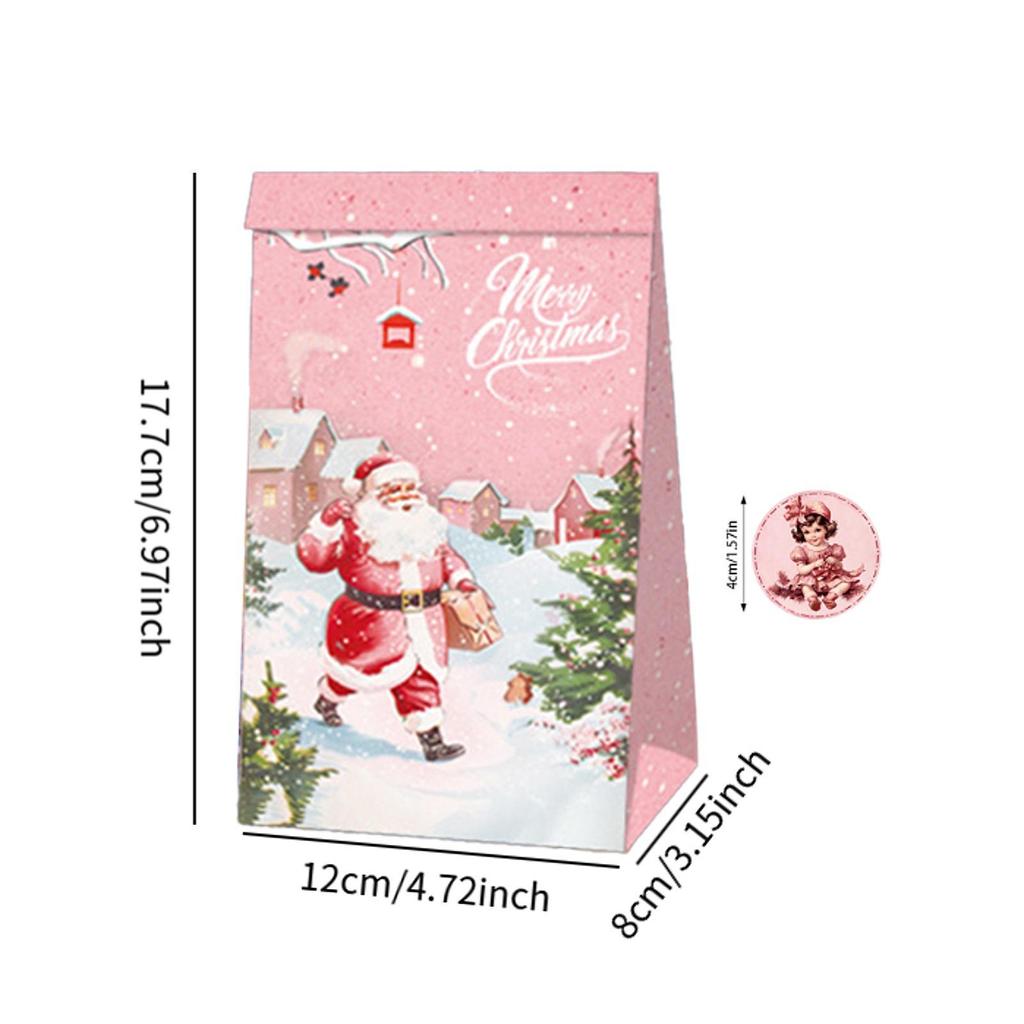 12x Рождественские подарочные бумажные пакеты для хранения, пакеты для подарков со стикерами, многофункциональные
