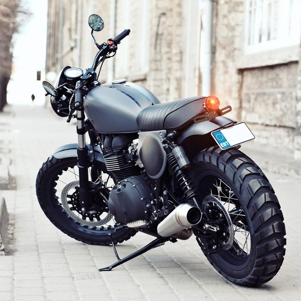 Biqing Мотоциклетный задний фонарь с кронштейном, Круглый мотоциклетный фонарь номерного знака Стоп-сигнал Бег