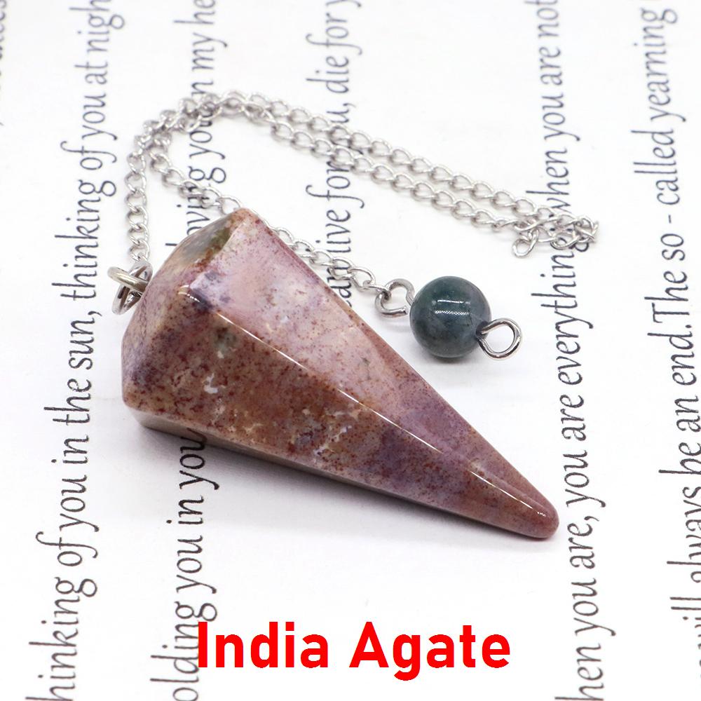 Natural Stone Reiki Healing Pendulum,For Dowsing Spiritual Divination Cone Crystal Quartz Pendulos Small Size Necklace Jewelry