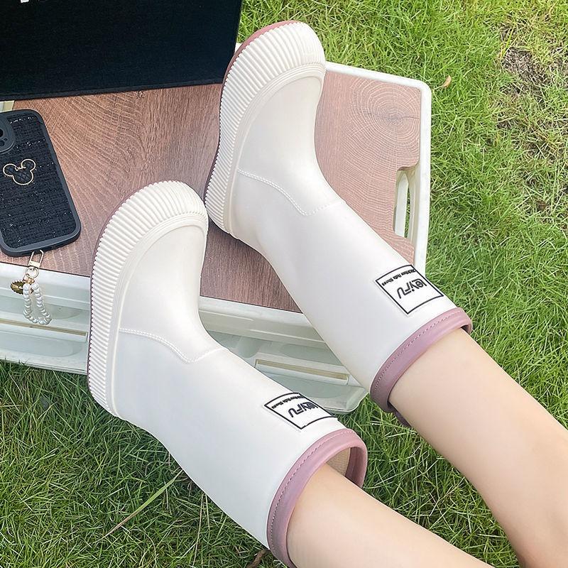 Женские резиновые сапоги с высоким голенищем, взрослые, мягкие, модные, водонепроницаемые и нескользящие, бархатные, легкие, износостойкие, LFY