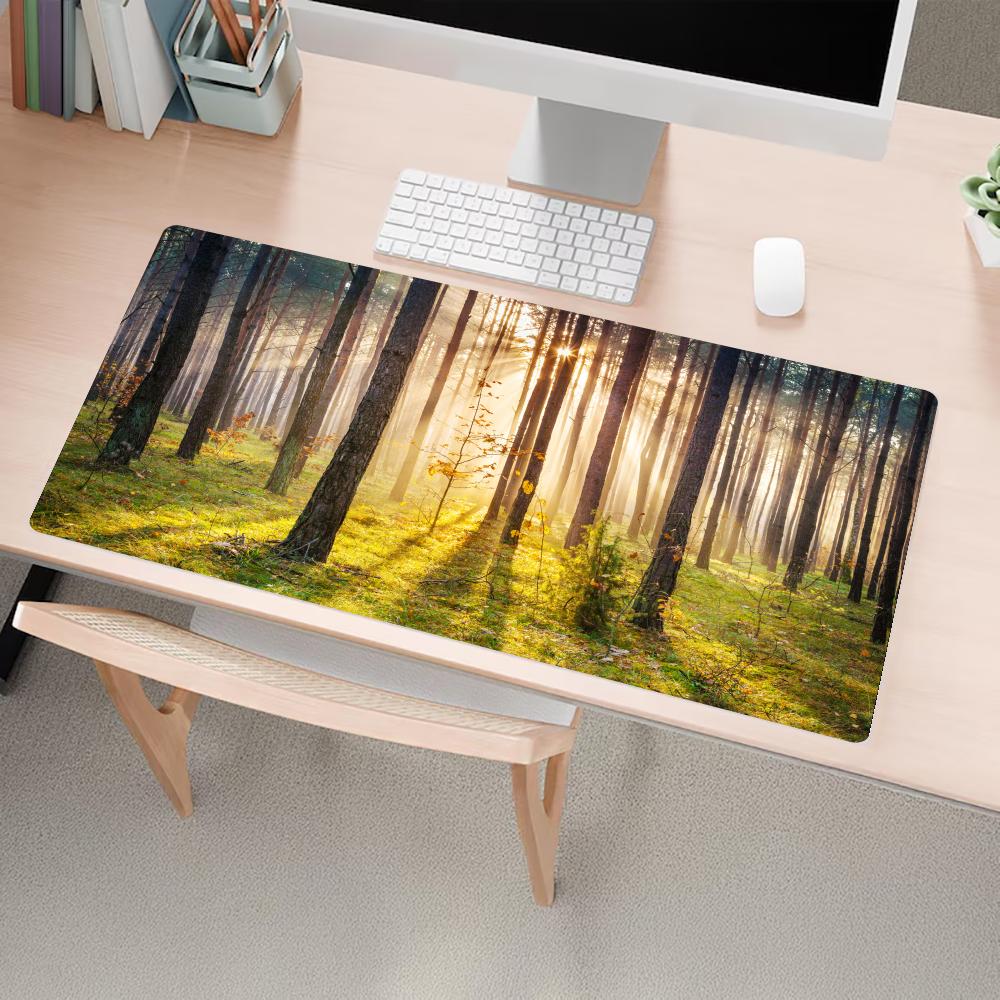 Sunlight Forest Landscape Mouse Pad Large Gaming Mats Setup Playmat Office Carpet Desk Mat Mousepad Speed Mouse Pads Decoration