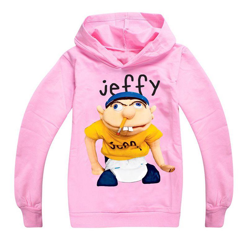 Adorable Kids Jeffy Print Hoodie Soft And Comfortable Long Sleeve Sports Shirt