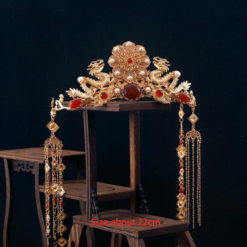 New Chinese Style Hanfu Hair Crown Golden Long Tassel Hairpin Bride Coronet  Hanfu Cosplay