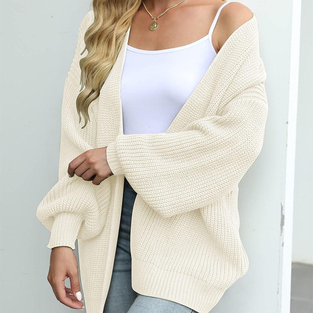 Women Autumn Long Lantern Sleeve Cardigan Sweater Casual Streetwear Fall Tops Coat