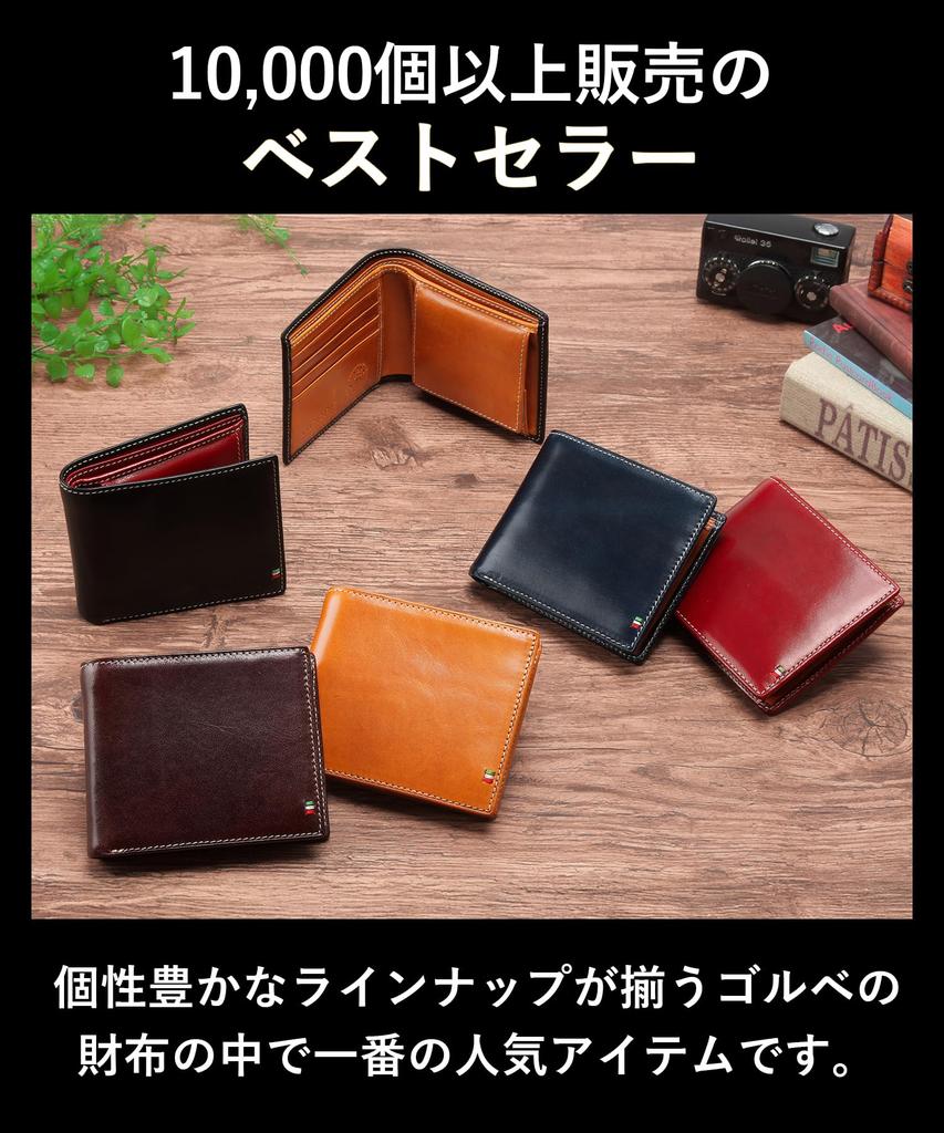 Golbe Мужской умный кошелек-бифолд из итальянской кожи (черный)