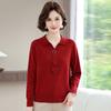 Middle-aged Mother Spring New Chiffon Top Thin Shirt Long Sleeve Spring and Autumn Middle-aged and Elderly Women Summer Western-style Sweater