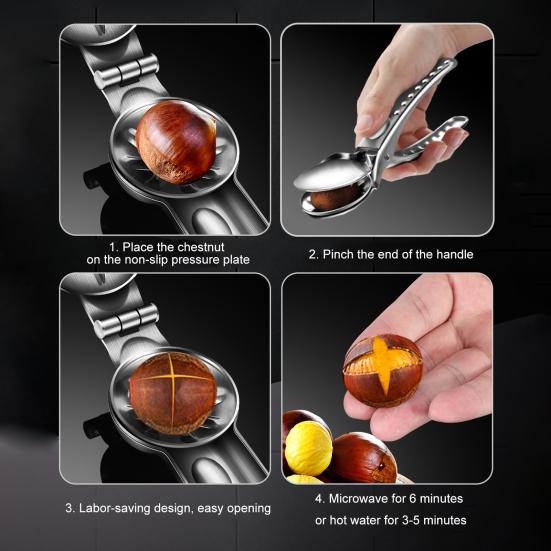 Nutcracker Chestnut Opener Stainless Steel Chestnut Cutter Tool Chestnut Clip Ergonomic Handle Walnut Opener