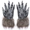 Party Wolf Gloves Plush Latex Werewolf Costume Fingernails Adult Hands Paws Claw for Props Cosplay Party Easter Gloves