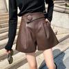 High Waist PU Leather Shorts for Women, Loose Wide Leg Shorts