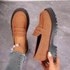 Fashion Spring Shoes Female British Style Thick-soled College Style Casual Loafers PU Leather Fashion Large Size Ladies SLIP-ON Shoes