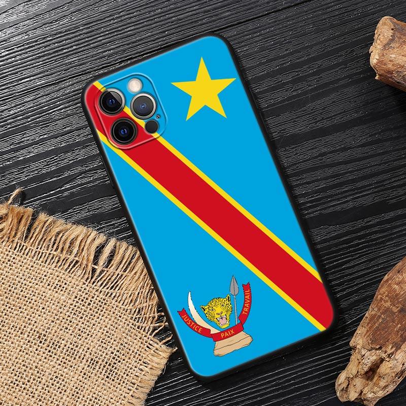Демократическая Республика Конго Флаг Черный Чехол Для Apple iPhone 15 13 14 12 11 Pro Max Mini XS X 7 8 15 Plus Чехол Мягкие Fundas