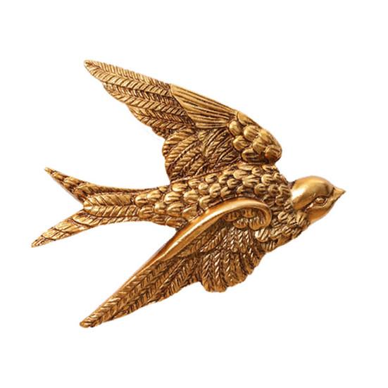 1/2Pcs Carving Swallow Wall Sculpture Decoration Golden Flying Bird Wall Art Home Bedroom Living Room Bathroom Wall Decorative Sign