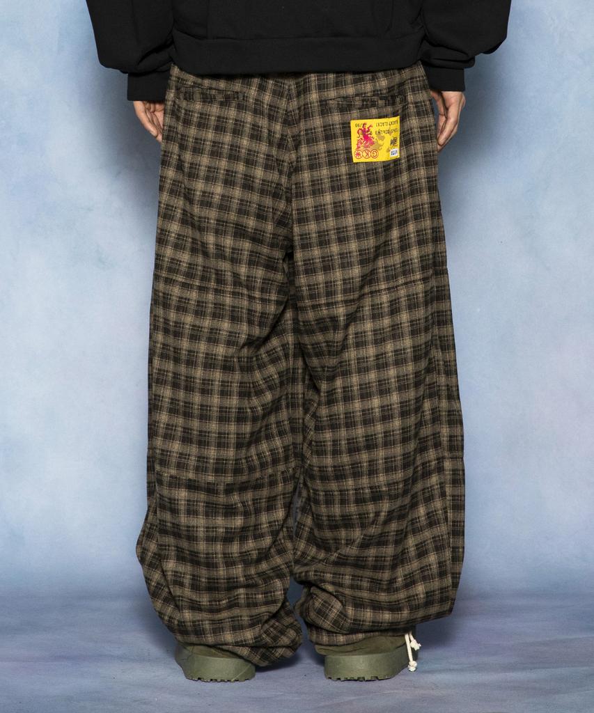 GLACK Gp181 Rope Tie Check Lounge Pants (Brown)