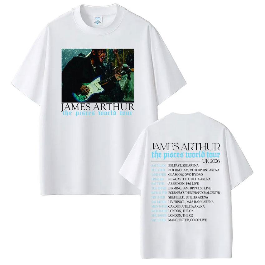 Rapper James Arthur Pisces World Tour 2026 Print Tshirt Unisex Women Hiphop Tshirt Casual Oversized Cotton Tshirts Streetwear