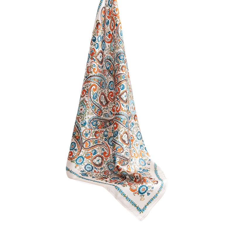 French Cashew Flower 53 Mulberry Silk Small Square Scarf Women's Spring Summer Decoration High-end Neck Tie