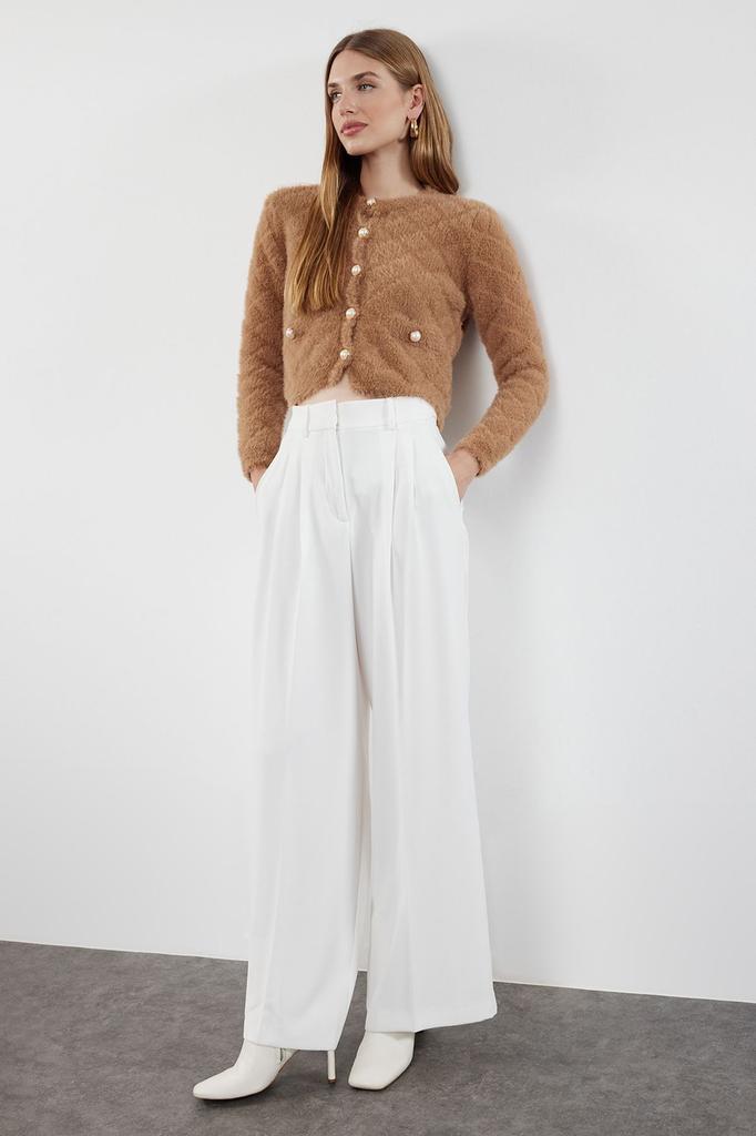 Женская мода стильный кардиган норковый укороченный пушистый жакет образ трикотажный кардиган