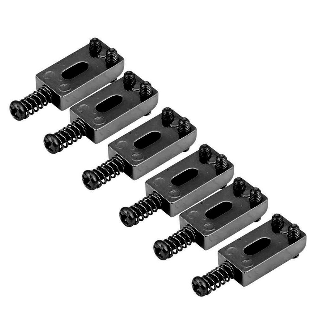 6 шт. металлических седел тремоло для деталей бриджа электрогитары с гаечным ключом(черный)