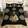 Mandala Buddha Duvet Cover Set King Size Exotic Ethnic Bohemian Bedding Set Golden Black Lotus Flowers Gorgeous Comforter Cover