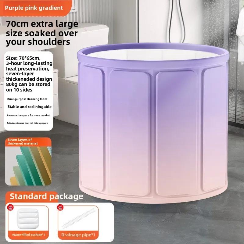 Круглая складная ванна для детей и взрослых, портативная ванна, СПА для ванной, удобное хранение, складное ведро для купания с крышкой