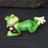 Lying Frog Figurine Planter Decoration Mini Frog Statue Resin Frog Holding Bottle Ornament for Garden Home Office Flower Pot Edge