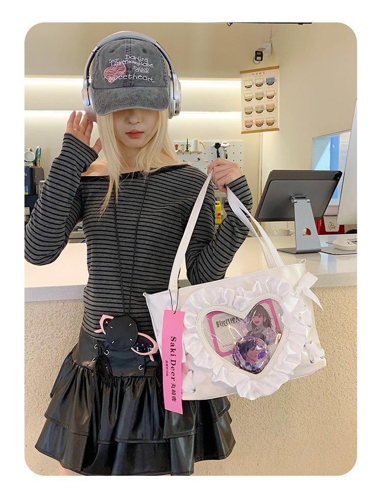 Женская милая и крутая острая аниме-сумка ита с кружевом и сердечками - маленькая сумка кроссбоди/на плечо/подмышку