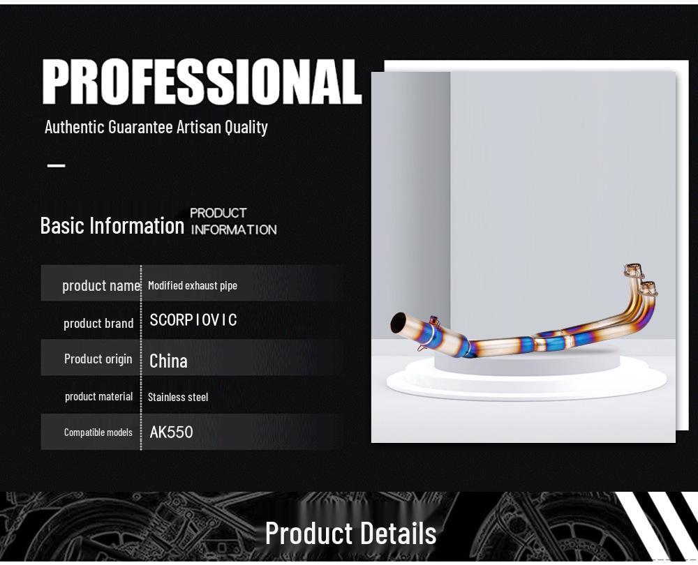 KYMCO AK550 Scorpion Carbon Fiber Exhaust Pipe for Modified Scooter