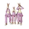 3Pcs Rabbit Sculpture Eye-catching Decorative Wear Resistant Modern Purple Green Easter Rabbit Figurine Decor Home Supplies
