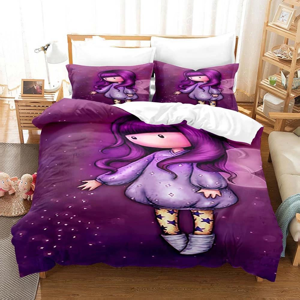 Anime Girl Down Quilt Cover Set King Bedding Set With Pillowcase Quilt Cover Three-Piece Set