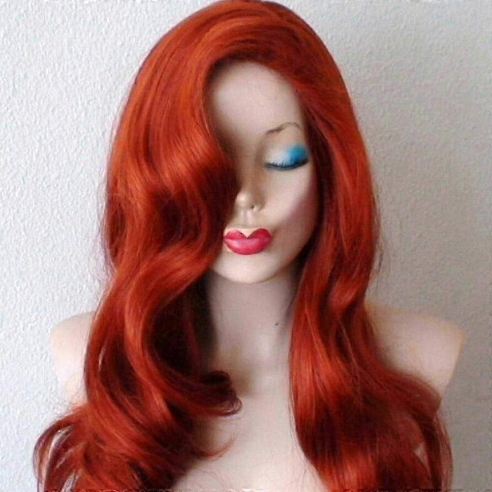 Jessica Rabbit Wig Adult Carnival Cosplay Synthetic Long Wavy Wigs Hairpiece less