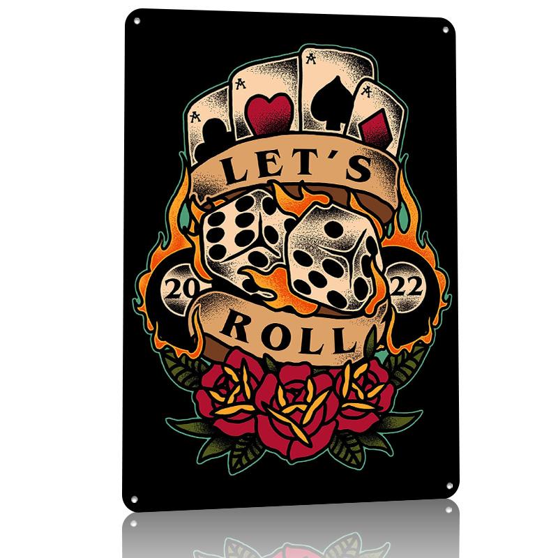the Gambling D Texture Metal Poster Customized Wall Art Tin Sign Gift for Mancave Article Decoration Gaming Bedroom Accessories