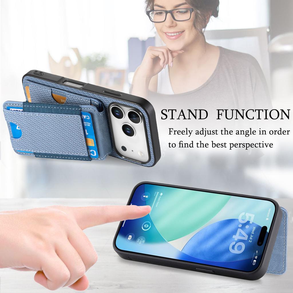 Для iPhone 17 Pro Чехол с держателем для карт, подставкой, кожаной задней крышкой