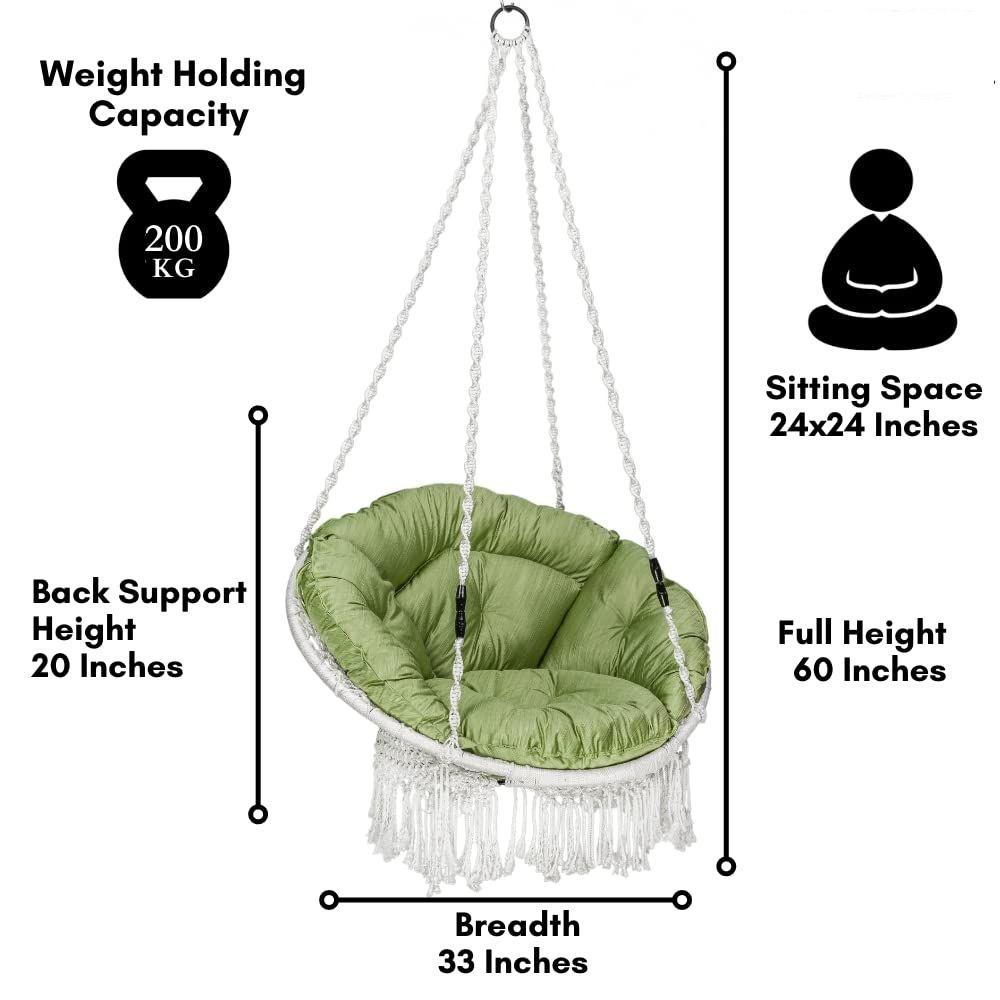 Premium Round Shaped Swing Chair/Jhula for Balcony/Swing for Adult Indoor/Hammock Swing/Zula for Home/ 200kgs Weight Capacity