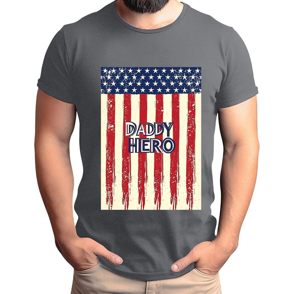 Мужская футболка с принтом флага ко Дню отца, мужской свободный повседневный топ с коротким рукавом