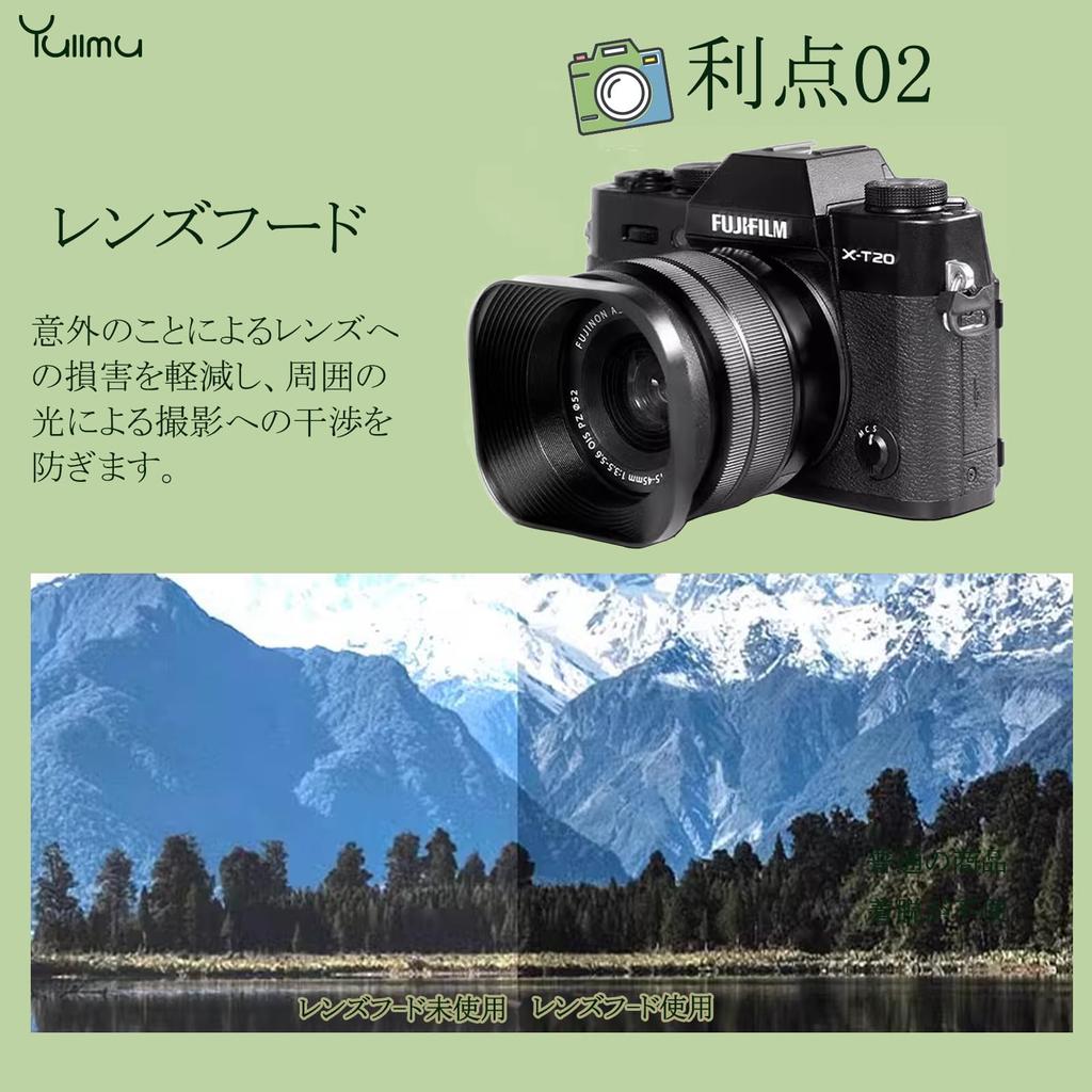 Yullmu Lens Hood 49mm Compatible with Fujifilm X100VI X100V X100F X100T X100S X100 High Strength 6000 Series Aluminum Alloy Square Silver