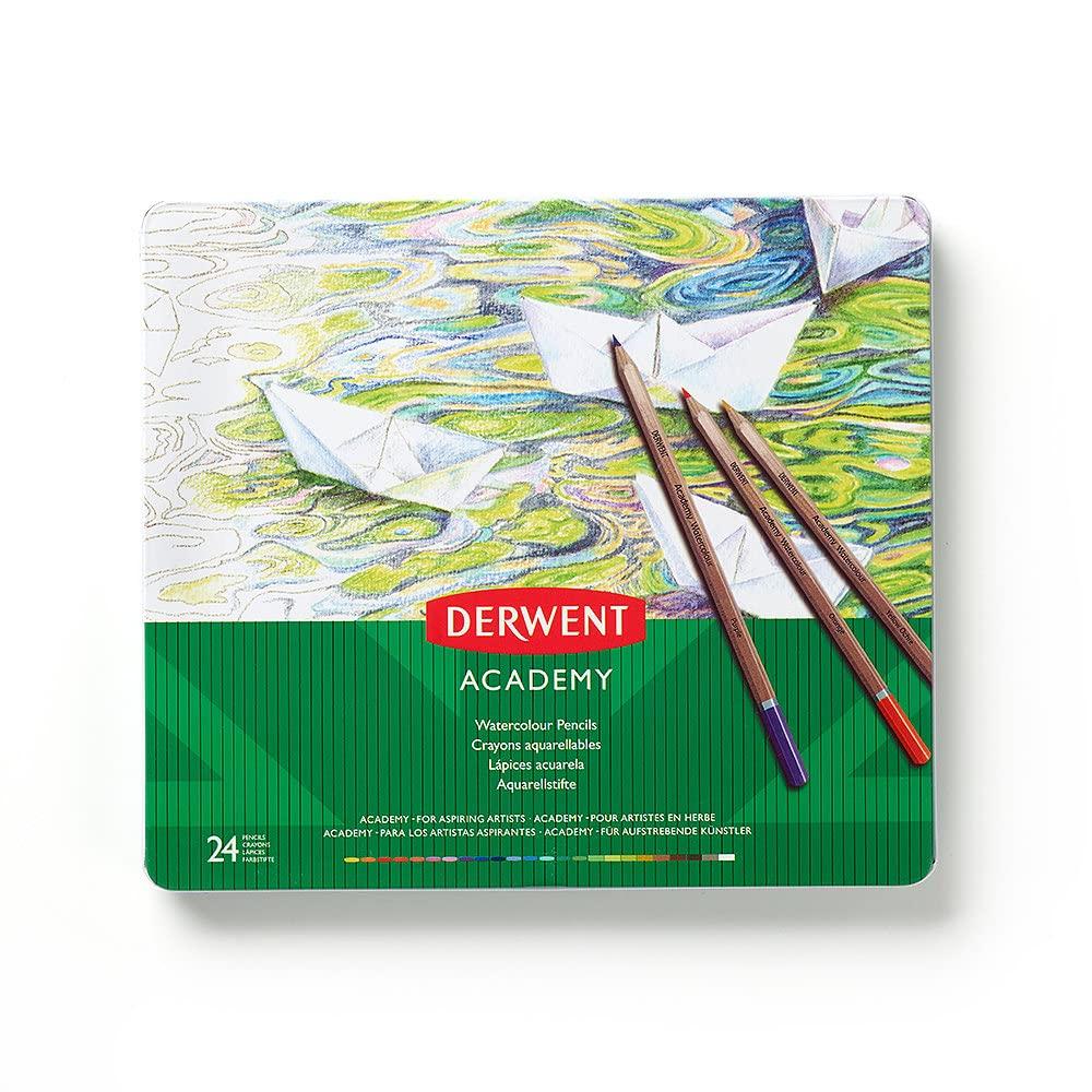 Derwent Academy Watercolor Metal 2301942 Pencils, Case, 24-Color Set,