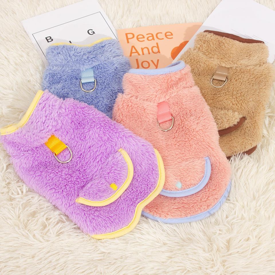 Cute Pocket Dog Clothes Pet Warm Clothes Winter Double-sided Plush Puppy Hoodie High Neck Beagle Pullover